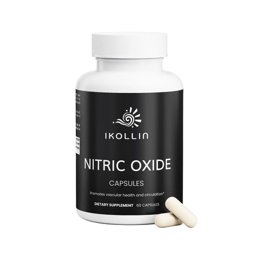 IKOLLIN Nitric Oxide bottle with two capsules displayed in front