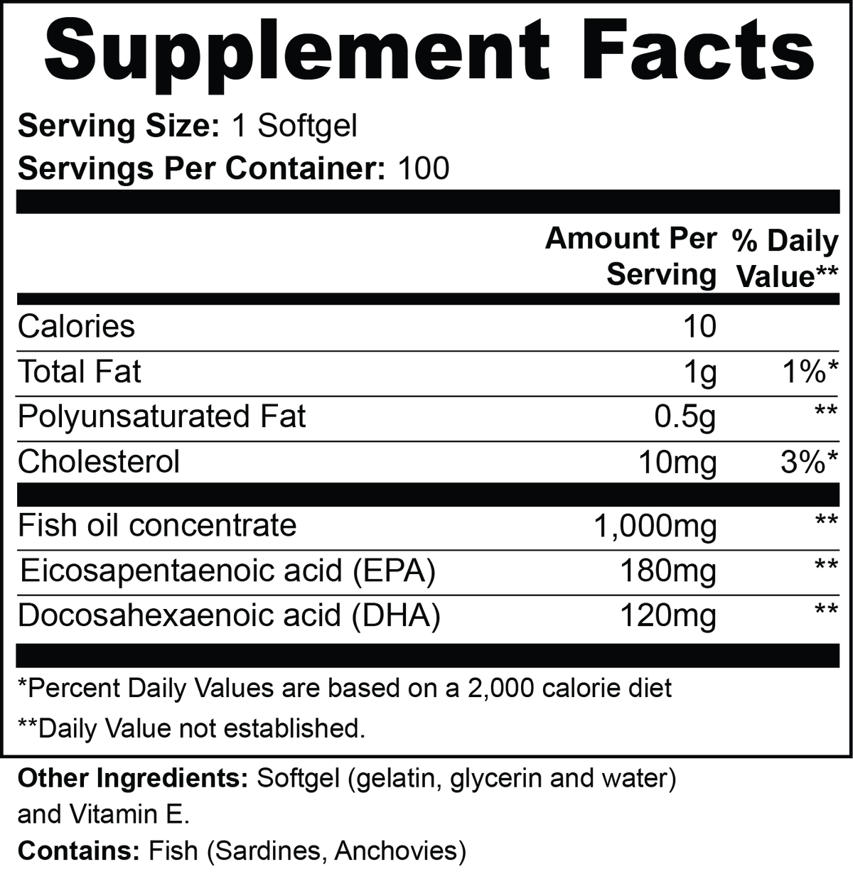 Supplement Facts panel for IKOLLIN Omega-3 EPA 180 mg + DHA 120 mg
