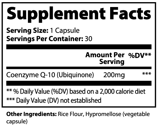 Supplement Facts panel for IKOLLIN CoQ10 Ubiquinone.