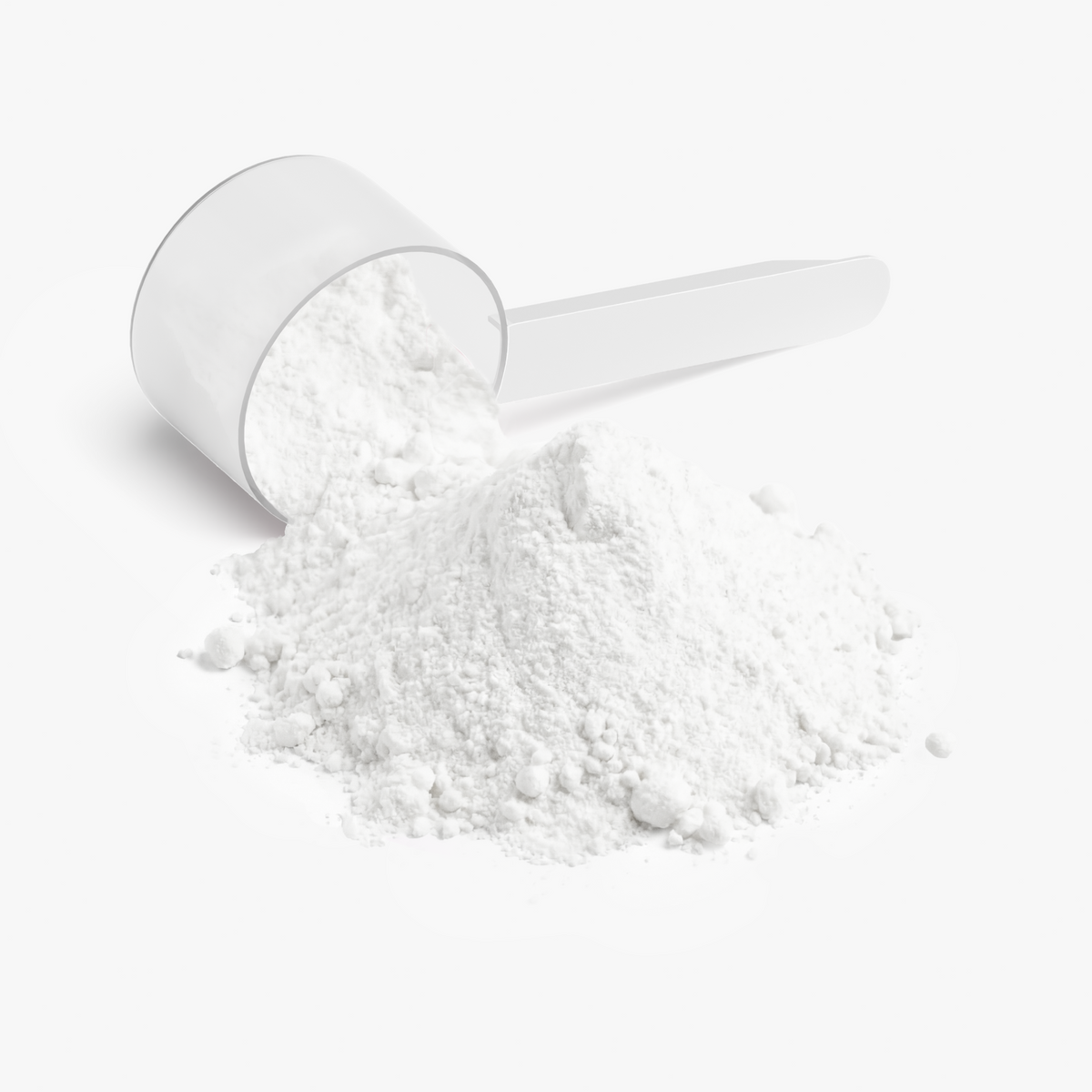 Measuring scoop with Nitric Shock Pre-Workout Powder Fruit Punch flavor on white background 