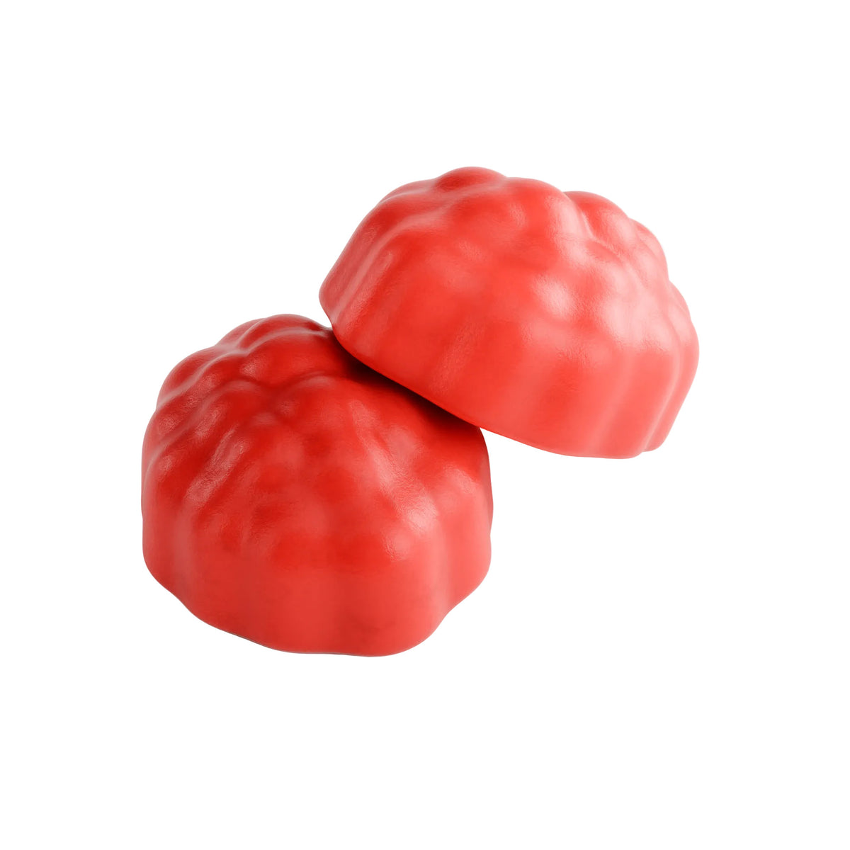 Red Hair, Skin & Nails vitamin gummies displayed on a white backgroundassion fruit pieces