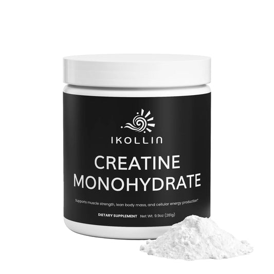 IKOLLIN Creatine Monohydrate container at an angle
