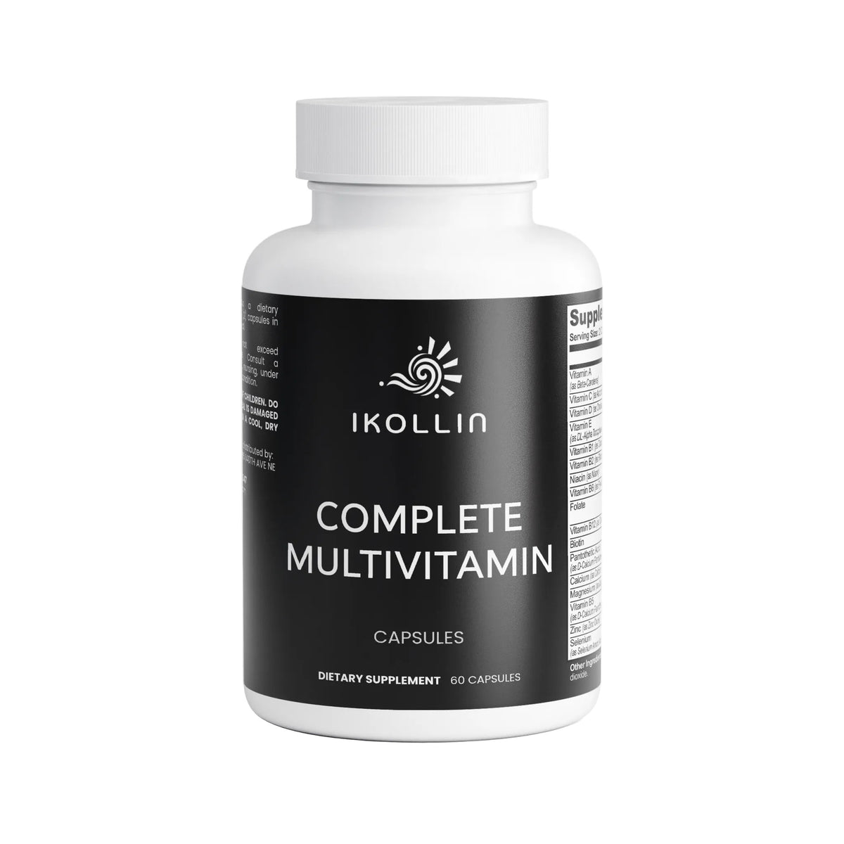 IKOLLIN Complete Multivitamin supplement bottle on a dark background