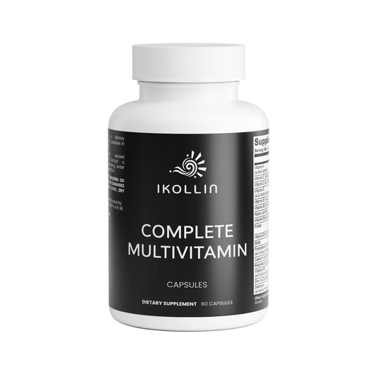 IKOLLIN Complete Multivitamin supplement bottle on a dark background