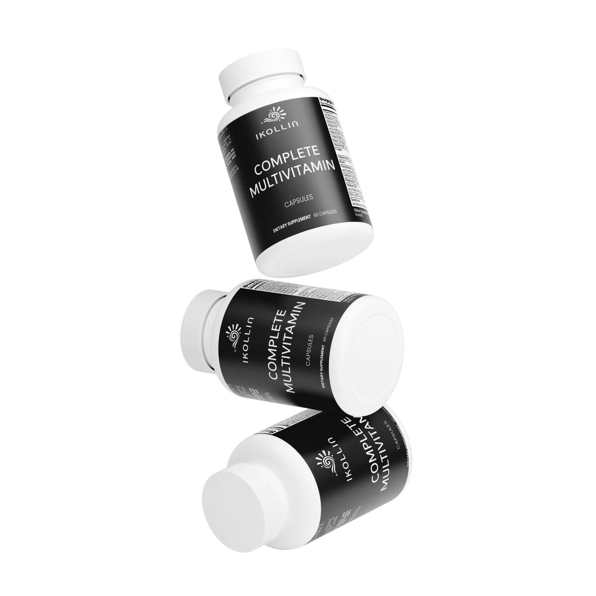 Three IKOLLIN Complete Multivitamin bottles displayed together on a white background.