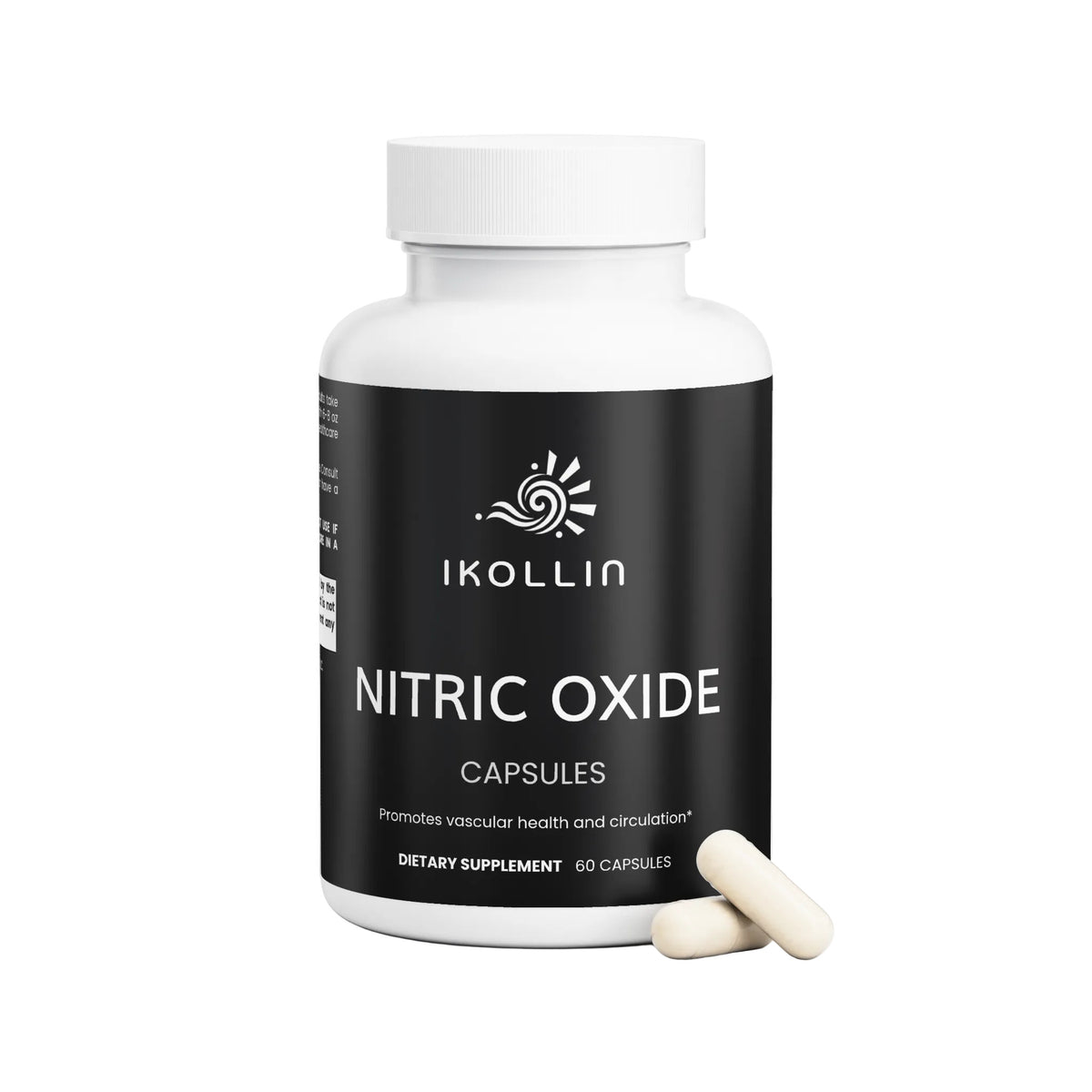 IKOLLIN Nitric Oxide bottle with two capsules displayed in front