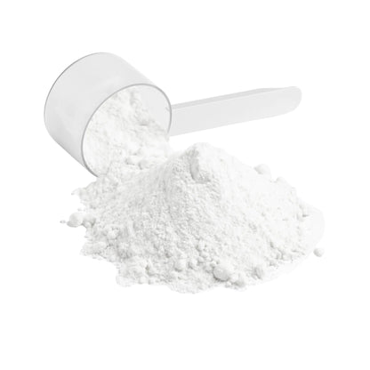 Close-up of measuring scoop with white pre-workout powder – IKOLLIN Nitric Shock Fruit Punch