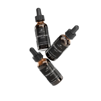 Two IKOLLIN Reishi Calm Drops bottles with dropper

