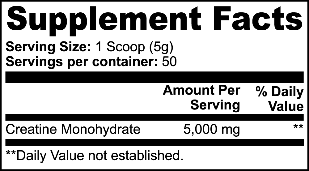 IKOLLIN Creatine Monohydrate Supplement Facts label
