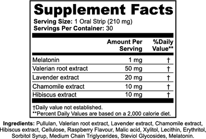 Sleep Strips Supplement Facts panel